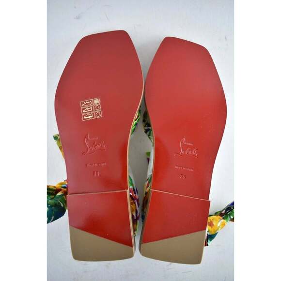 Christian Louboutin Niloofar Flat Satin Lace Up Tie Floral Multicolor Sandal 36 - Picture 12 of 12